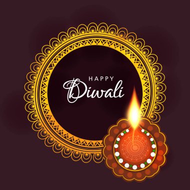  Mutlu Deepavali, geleneksel Özet diya ile dekoratif arka plan üzerinde ışıklar kutlama Festivali için tebrik kartı tasarımı / lamba yakma 