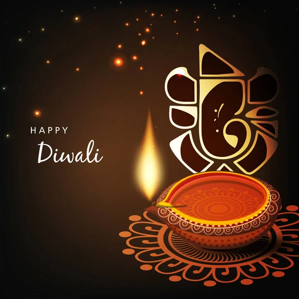Creative Greeting Card Design Happy Deepavali Festival Celebration — Stock Vector
