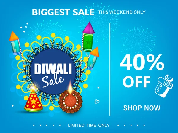 Diwali Festival Verkaufsaufkleber Vektorillustration — Stockvektor