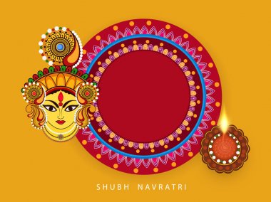 Hindu festivali tebrik kartı, poster, afiş ve el ilanı ile güzel rangoli arka plan ve subh navratri metin olarak kullanılan 2018 yılına Chaitra Navratri için soyut düzenlenebilir vektör