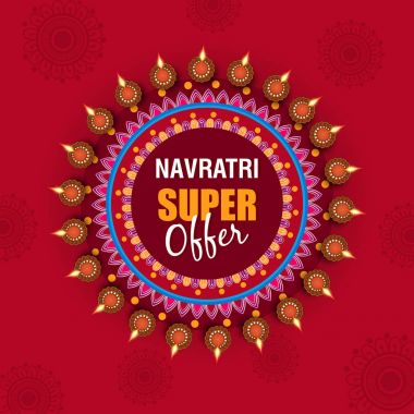 Navratri 2018 düzenlenebilir vektör geleneksel fener oluşan / dia ve navratri ile hindu yeni yıl kutlama için çiçek rangoli metin süper teklif