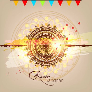 Güzel Hat sanatı Serdar tasarımında geleneksel Hindu festivali Serdar veya Raksha Bandhan için parlak arka plan üzerinde temel.