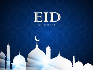 Eid Mubarak vektör çizim, Müslüman Festivali bayram vesilesiyle Mescid veya cami arka plan duvar kağıdı tasarımı.