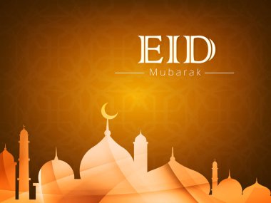 Eid Mubarak vektör çizim, Müslüman Festivali bayram vesilesiyle Mescid veya cami arka plan duvar kağıdı tasarımı.