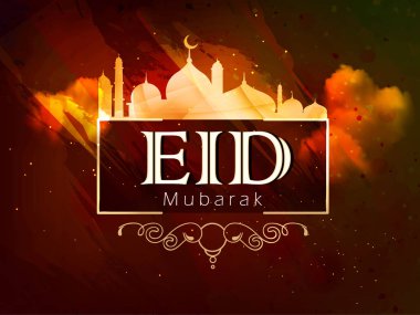 Eid Mubarak vektör çizim, Müslüman Festivali bayram vesilesiyle Mescid veya cami arka plan duvar kağıdı tasarımı.