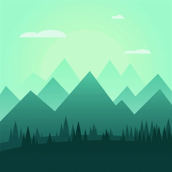 Landschaft Hintergrund Mit Bergen Und Wald — Stockvektor