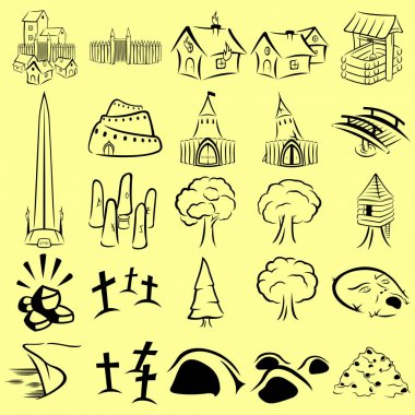 RPG harita Icons set