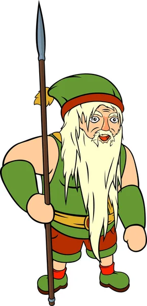 Yeşil deli eski gnome — Stok Vektör