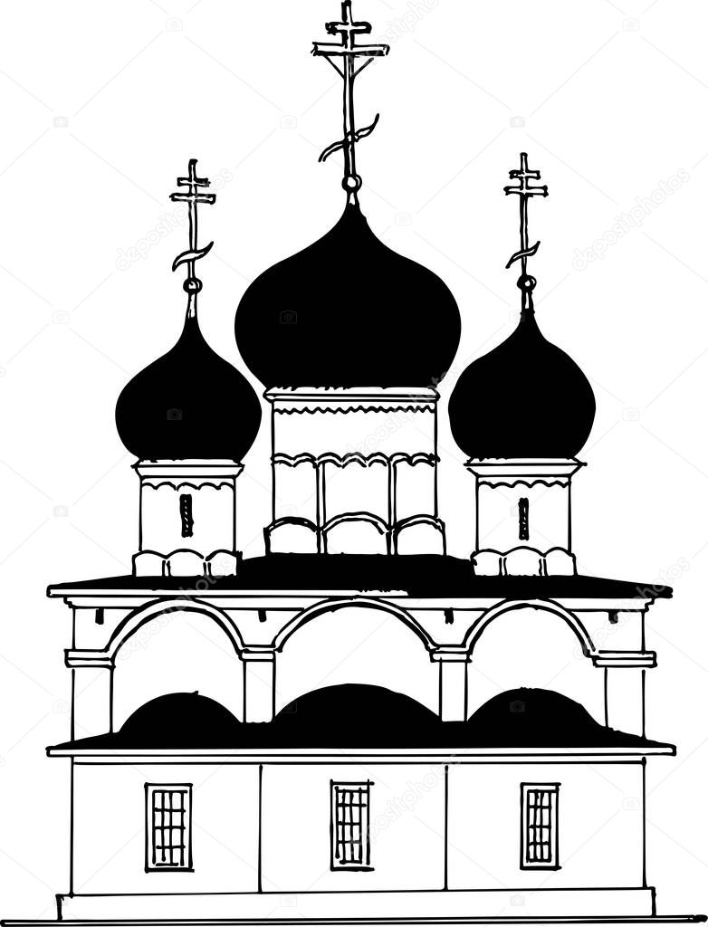  Vector hand drawing black and white church