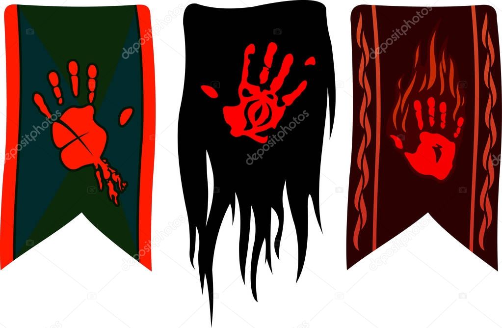 Three different banners with red palms on white background