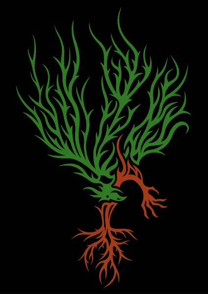 Siyah Arka Plan Üzerine Bir Ağaç Şeklinde Kötü Ruh Ile — Stok Vektör