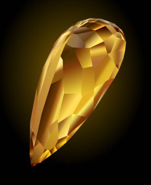 Vektör parlak güzel altın kristal heliodorus koyu arka plan üzerinde