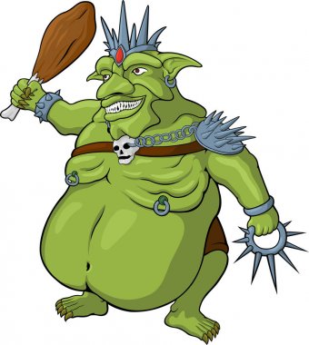 Goblinler beyaz arka plan üzerinde vektör çizgi film kralı