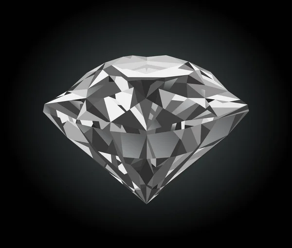 Vector Estilizado Brillante Diamante Facetado Sobre Fondo Negro — Archivo Imágenes Vectoriales