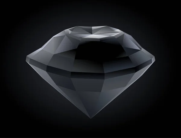 Vector Stylized Faceted Black Diamond Dark Background — Stock Vector