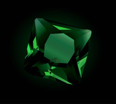 Güzel yeşil yönlü parlak zümrüt koyu arka plan üzerinde vektör