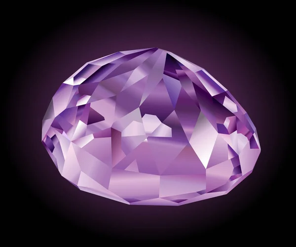 Bonita Facetada Brilhante Kunzite Violeta Fundo Escuro — Vetor de Stock