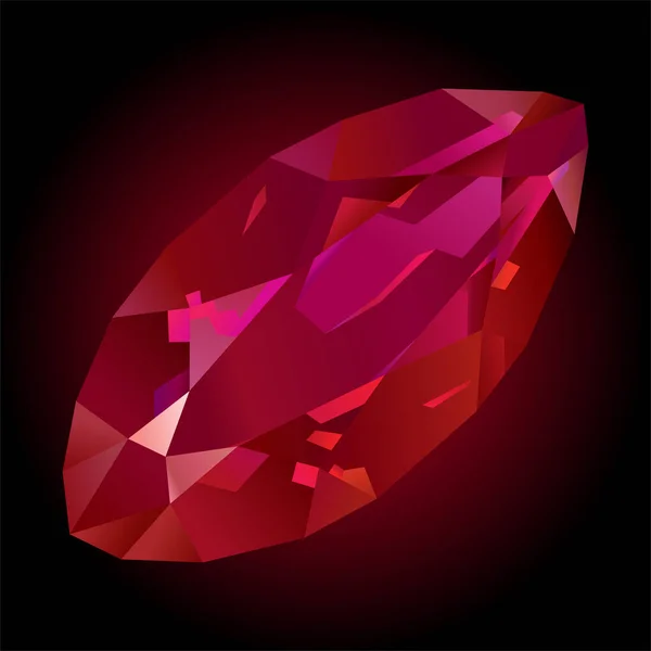 Umění Krásné Lesklé Plošky Červené Ruby Tmavém Pozadí — Stockový vektor