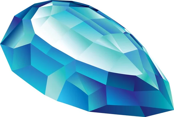 Vector Glanzend Mooi Blauwe Faceted Aquamarijn Witte Achtergrond — Stockvector