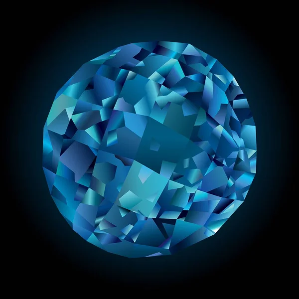 Kunst Met Blauw Glanzend Faceted Topaz Donkere Achtergrond — Stockvector