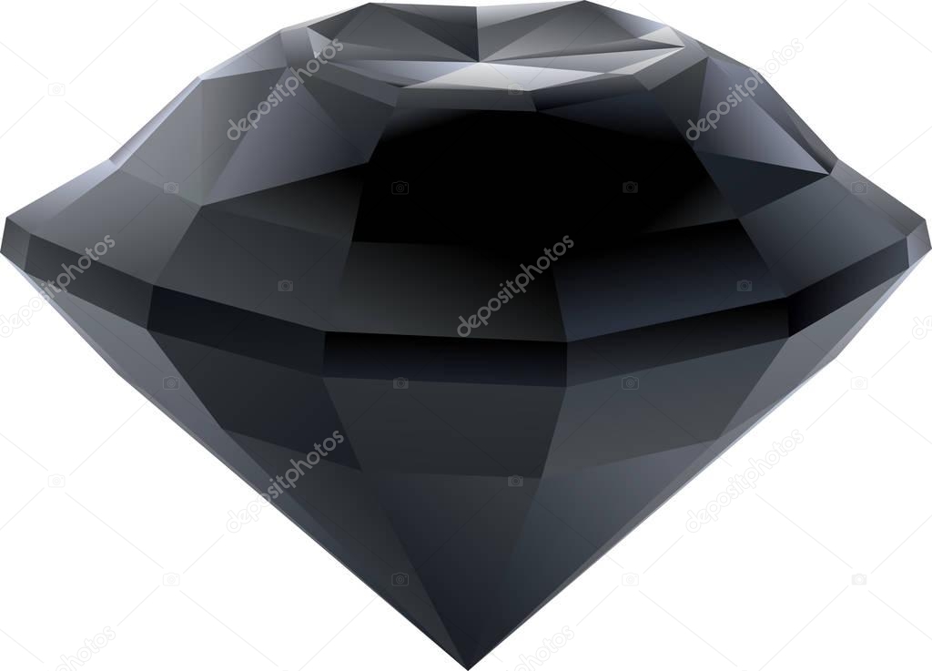 Vector stylized faceted black diamond on white background