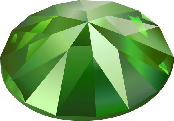 Mooie Facetgeslepen Groene Demantoid Witte Achtergrond — Stockvector