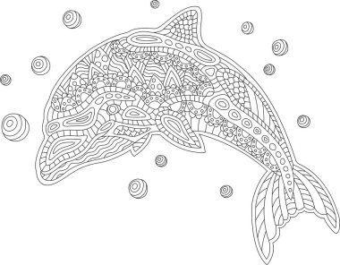 Yunus ve beyaz arka plan üzerinde bobbles boyama kitabı sayfası