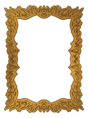 Ateş desenli izole edilmiş altın rengi kenar