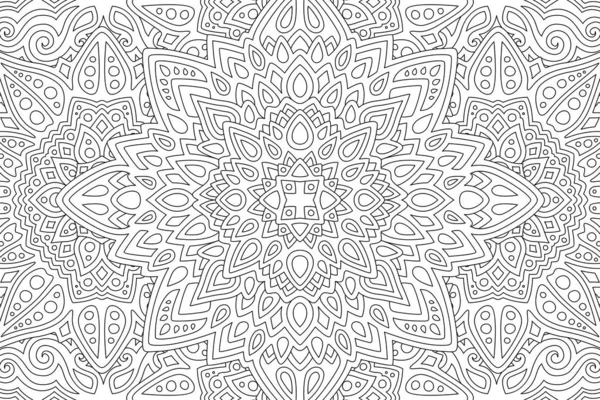 Art for coloring book with black linear pattern — Stock Vector