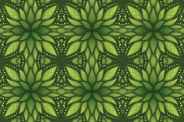 Barevné zelené umění s květinovým bezešvým vzorem — Stockový vektor