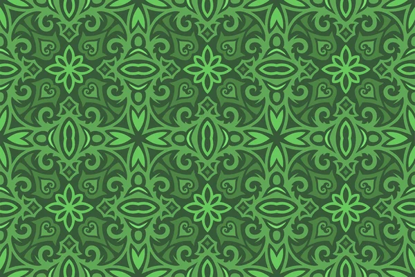 Vintage art with green medieval seamless pattern — Stock Vector