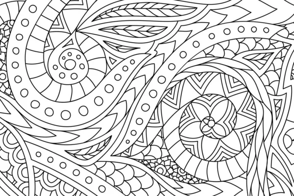 Line art for coloring book with hand drawn pattern — Stock Vector