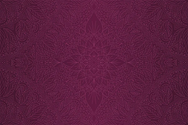 Arte violeta con patrón floral decorativo lineal — Vector de stock