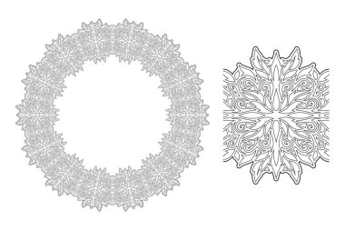 Yuvarlak desenli çizgi sanatı ve boya fırçası