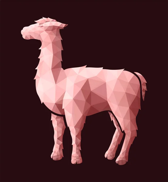 Low Poly Art mit rosa Lama-Silhouette — Stockvektor