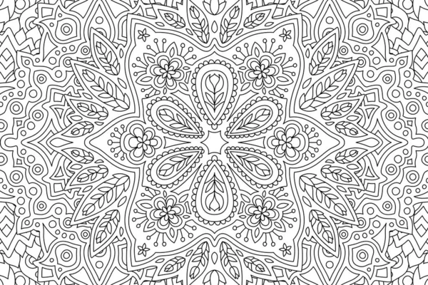 Art for coloring book with linear floral pattern — Stock Vector