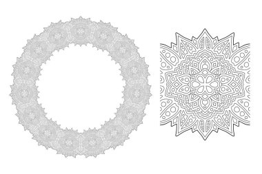 Yuvarlak desenli doğrusal sanat ve boya fırçası