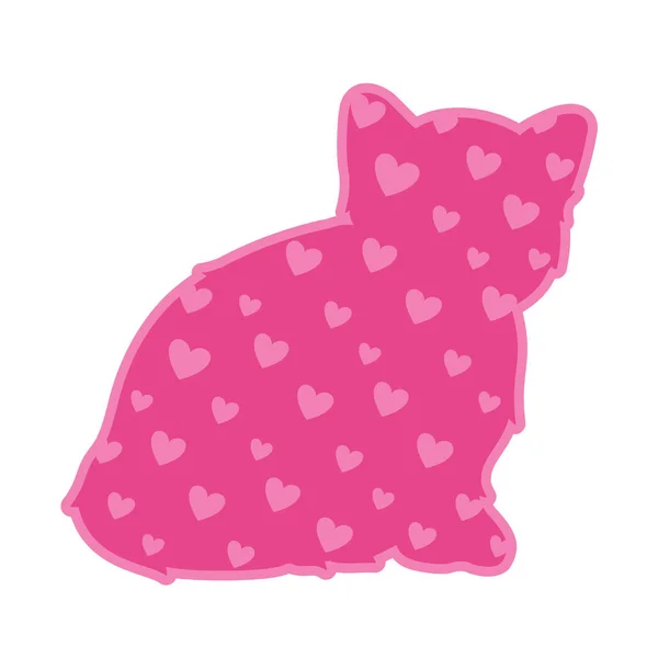 Művészet szív alakú díszített cica sziluett — Stock Vector