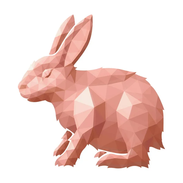 Low poly art with pink rabbit silhouette — Stock Vector
