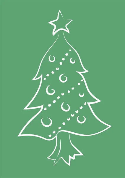 Line art with hand drawn white christmas tree — Stock Vector