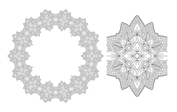 Line art voor volwassen kleurboek pagina met krans — Stockvector