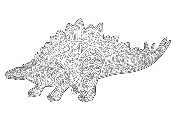 Arte de linha para colorir livro com silhueta de stegosaurus — Vetor de Stock