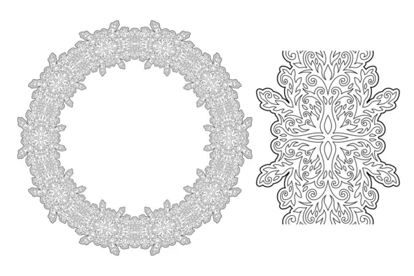 Art for coloring book with floral wreath — 스톡 벡터