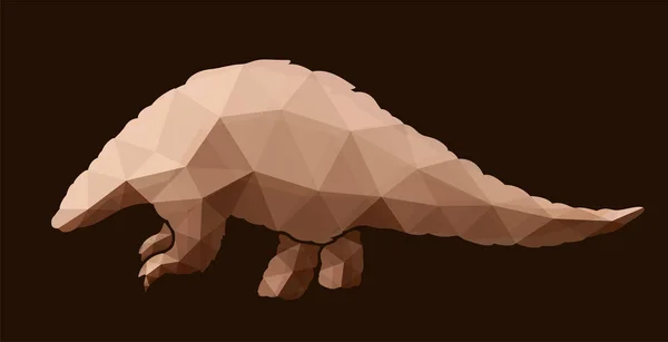 Low poly art with stylized pangolin silhouette — Stockový vektor