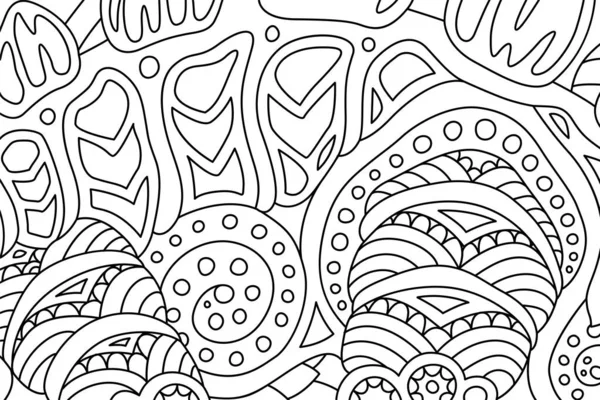 Línea de arte para colorear libro con patrón tribal — Vector de stock