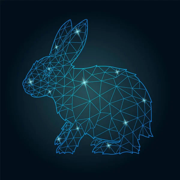 Poly art étoilé bas avec lapin stylisé — Image vectorielle