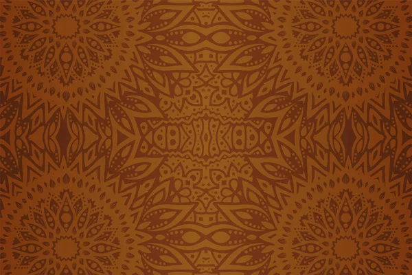 Arte marrón con un patrón floral geométrico sin costuras — Vector de stock