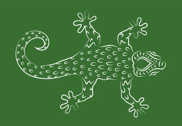 Handgezeichnete Linienkunst mit Gecko-Silhouette — Stockvektor