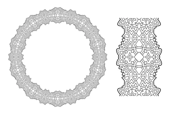 Arte de línea para libro para colorear para adultos con corona — Vector de stock