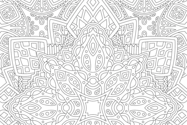 Beautiful Monochrome Linear Illustration Adult Coloring Book Abstract Eastern Pattern — Stock Vector